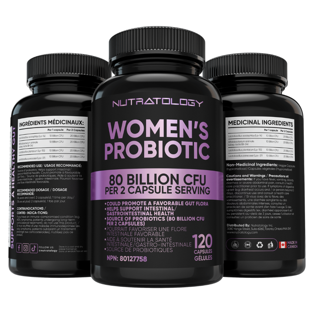 Women's Probiotic capsules for Digestive Health - 120 capsules | Nutratology