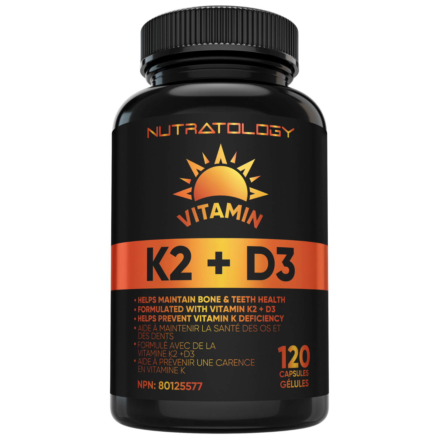 Nutratology Highest Potency Vitamin K2+D3 - 120 Capsules