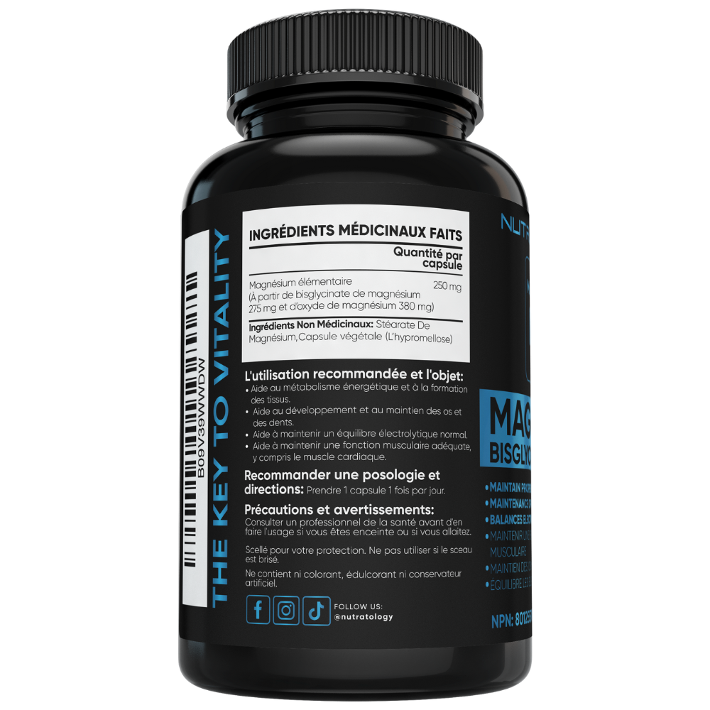 Buy premium Magnesium Bisglycinate 60 capsules in Canada | Nutratology 