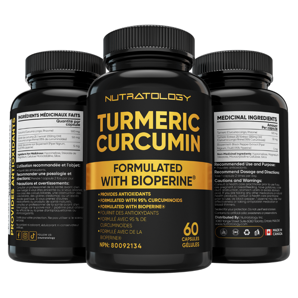 Organic Turmeric Curcumin supplement with Bioperine  for anti aging | Nutratology 