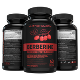 Nutratology Berberine supplements - glucose metabolism - 60 Capsules - front and back