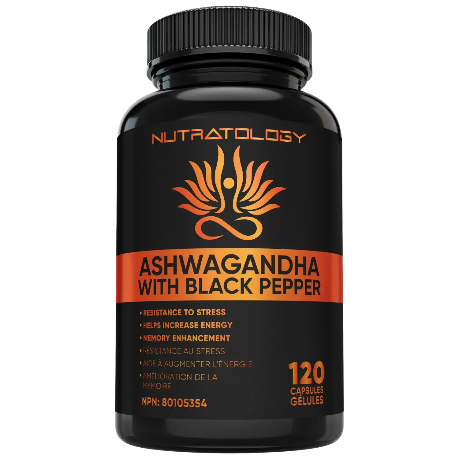 Organic Ashwagandha supplement with Black Pepper - 120 Capsules | Nutratology 