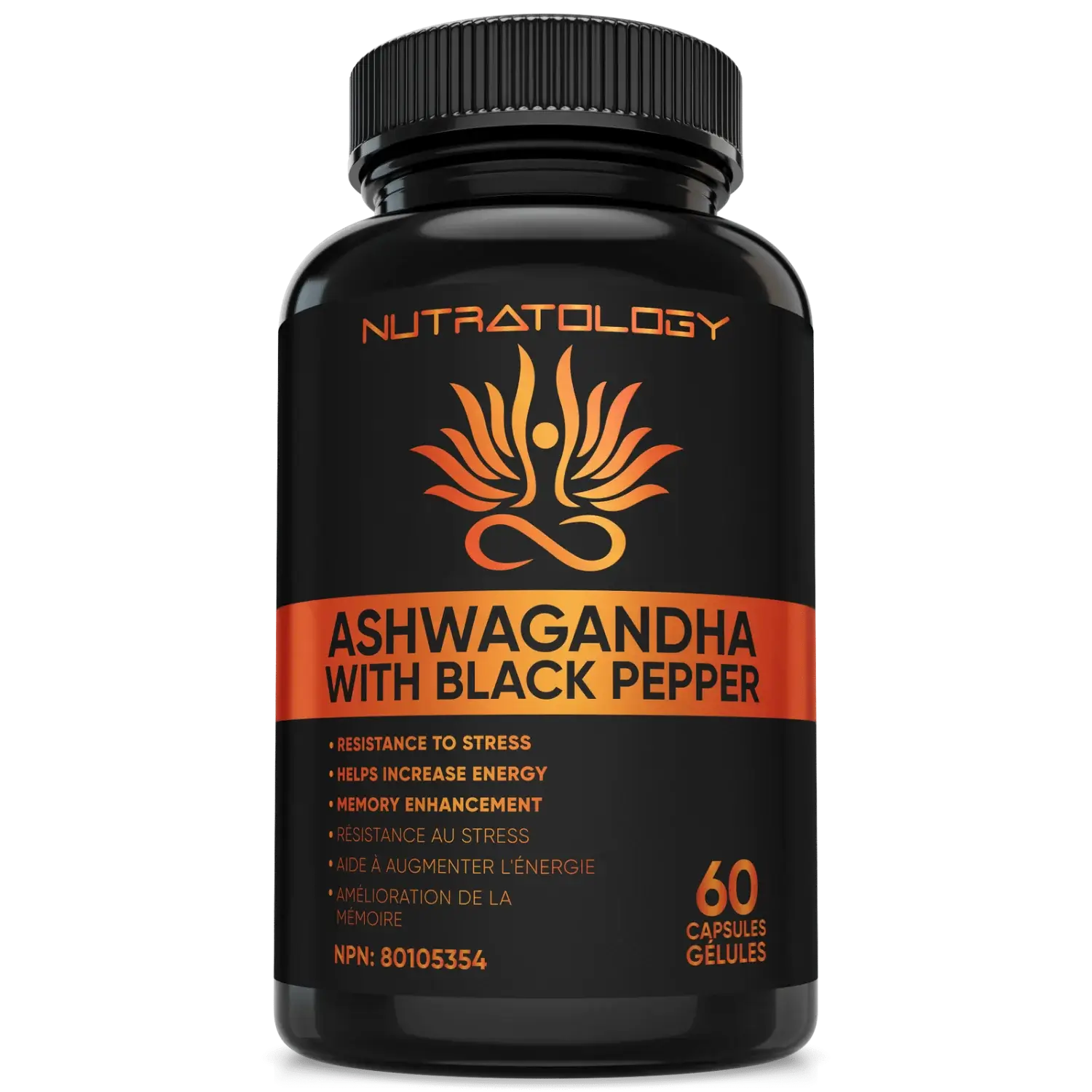 Nutratology Organic Ashwagandha with Black Pepper - 60 Capsules