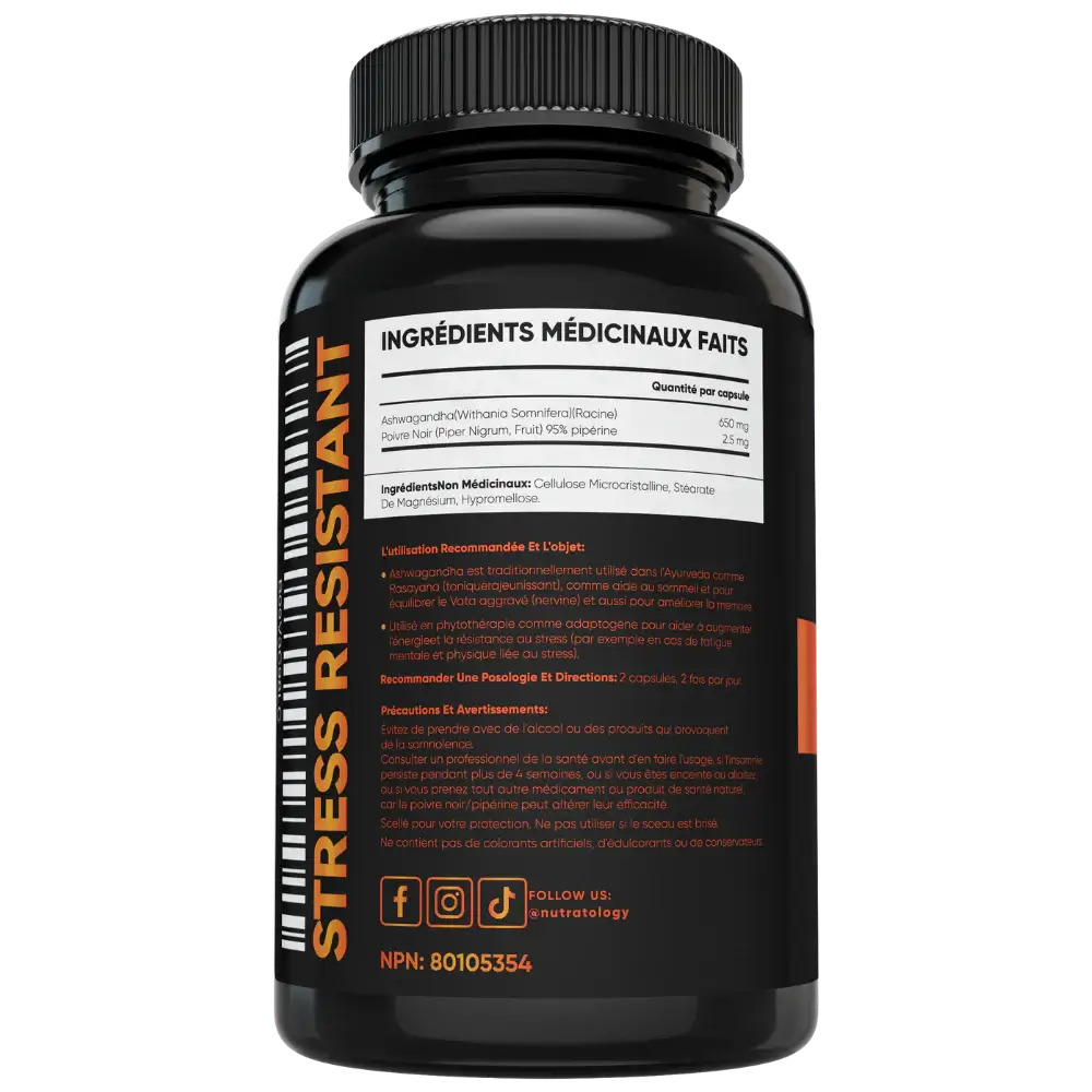 Premium Organic Ashwagandha supplements in Canada - 60 capsules | Nutratology