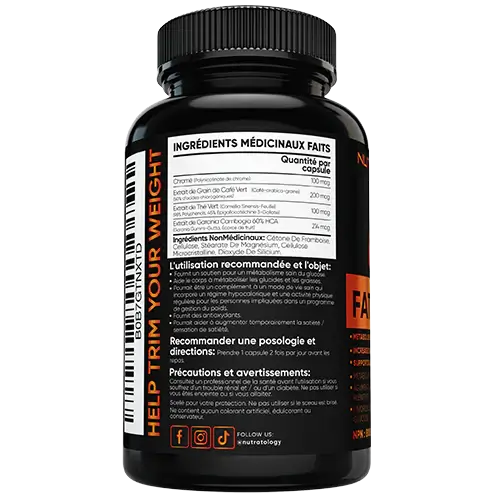 Nutratology Keto-Friendly Fat Burner - 120 Capsules - ingredients