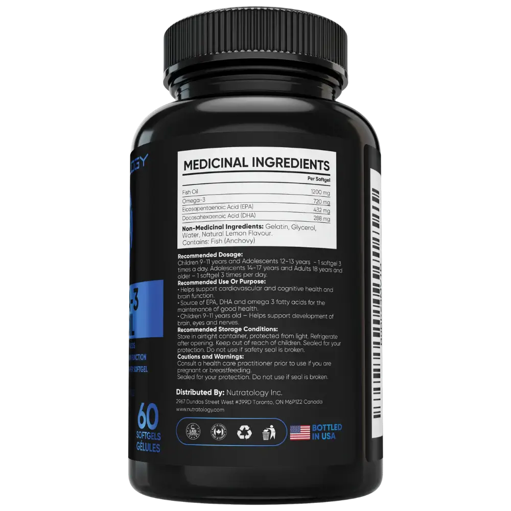 Nutratology Triple Strength Omega 3 Fish Oil - 60 capsules - ingredients 