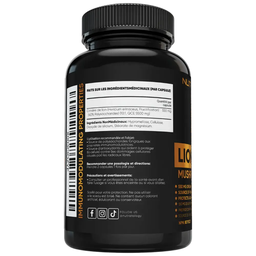 Nutratology Organic Lion's Mane mushroom capsules