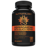 Organic Ashwagandha supplement with Black Pepper - 120 Capsules | Nutratology 