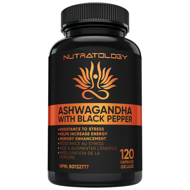 Organic Ashwagandha supplement with Black Pepper - 120 Capsules | Nutratology 