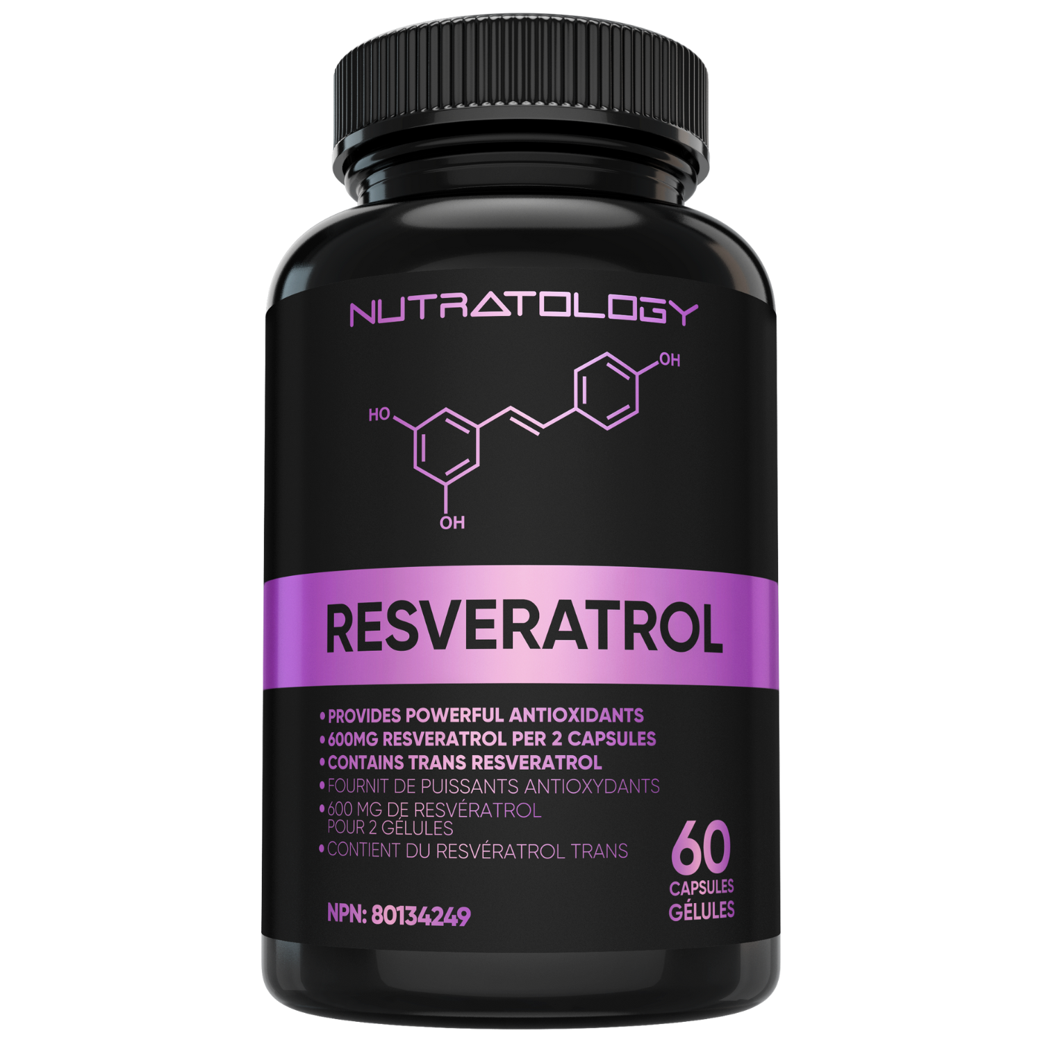 Nutratology Resveratrol Anti-Aging Supplement - 60 Capsules